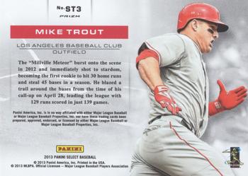 2013 Panini Select - Statisticians Prizm #ST3 Mike Trout Back