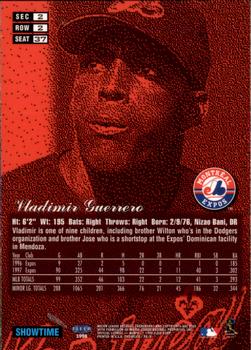 1998 Flair Showcase - Flair Showcase Row 2 (Style) #37 Vladimir Guerrero Back