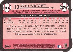 2014 Topps - 1989 Topps Die Cut Minis #TM-83 David Wright Back