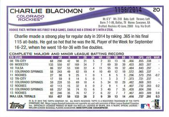 2014 Topps - Gold #20 Charlie Blackmon Back