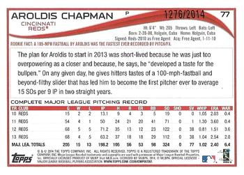 2014 Topps - Gold #77 Aroldis Chapman Back