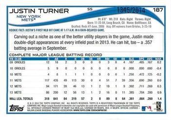 2014 Topps - Gold #187 Justin Turner Back