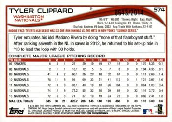 2014 Topps - Gold #574 Tyler Clippard Back