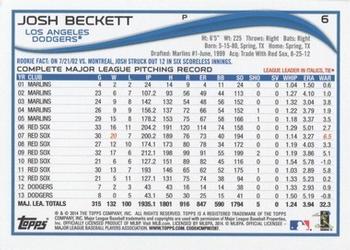 2014 Topps - Red Foil #6 Josh Beckett Back