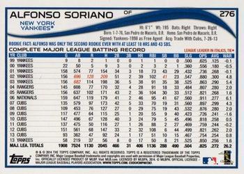 2014 Topps - Red Foil #276 Alfonso Soriano Back