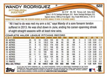 2014 Topps - Red Foil #522 Wandy Rodriguez Back