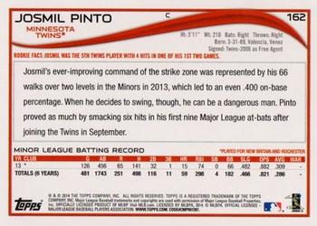 2014 Topps - Blue #162 Josmil Pinto Back