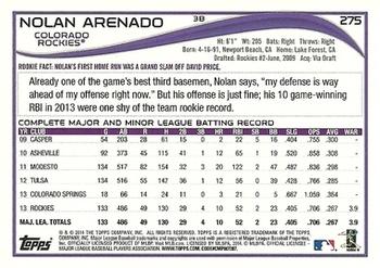 2014 Topps - Blue #275 Nolan Arenado Back