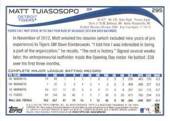 2014 Topps - Blue #295 Matt Tuiasosopo Back