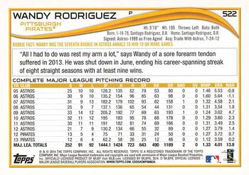 2014 Topps - Blue #522 Wandy Rodriguez Back