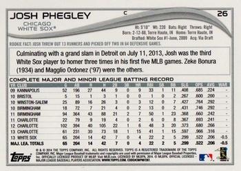 2014 Topps - Yellow #26 Josh Phegley Back