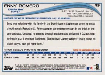 2014 Topps - Yellow #49 Enny Romero Back