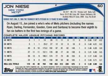 2014 Topps - Yellow #60 Jon Niese Back