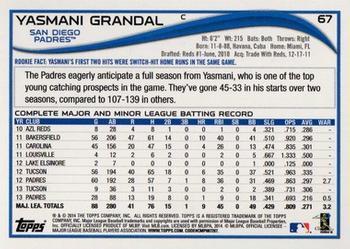 2014 Topps - Yellow #67 Yasmani Grandal Back