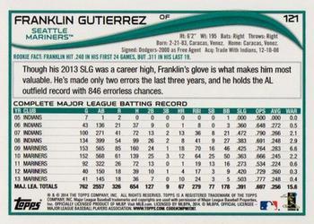 2014 Topps - Yellow #121 Franklin Gutierrez Back