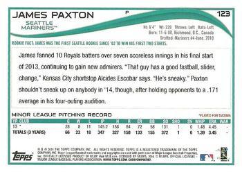 2014 Topps - Yellow #123 James Paxton Back