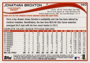 2014 Topps - Yellow #140 Jonathan Broxton Back