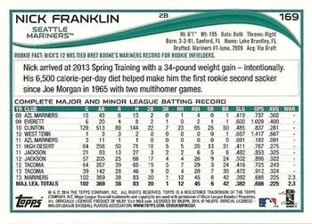 2014 Topps - Yellow #169 Nick Franklin Back