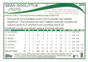 2014 Topps - Yellow #226 Sean Doolittle Back