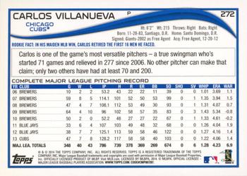 2014 Topps - Yellow #272 Carlos Villanueva Back