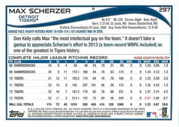 2014 Topps - Yellow #297 Max Scherzer Back