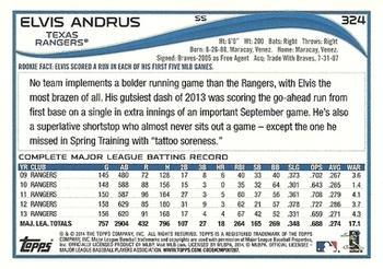 2014 Topps - Yellow #324 Elvis Andrus Back