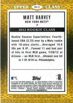 2014 Topps - Upper Class #UC-5 Matt Harvey Back