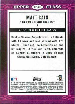 2014 Topps - Upper Class #UC-22 Matt Cain Back