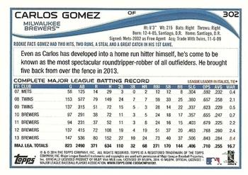 2014 Topps - Red #302 Carlos Gomez Back
