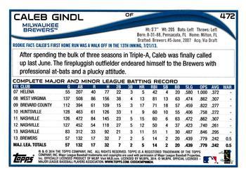 2014 Topps - Red #472 Caleb Gindl Back