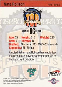 1999 Team Best Baseball America #86 Nate Rolison Back