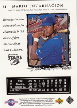 1999 SP Top Prospects #43 Mario Encarnacion Back