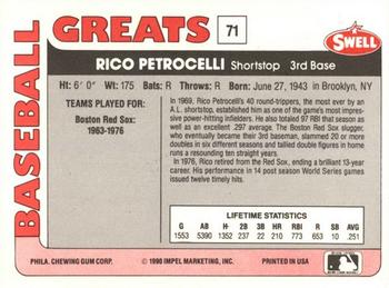 1991 Swell Baseball Greats #71 Rico Petrocelli Back