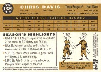 2009 Topps Heritage #104 Chris Davis Back