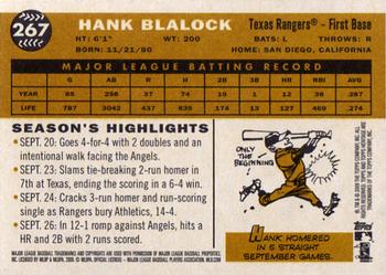 2009 Topps Heritage #267 Hank Blalock Back