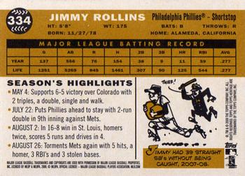 2009 Topps Heritage #334 Jimmy Rollins Back