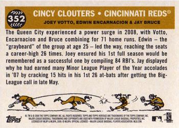 2009 Topps Heritage #352 Cincy Clouters (Joey Votto / Edwin Encarnacion / Jay Bruce) Back