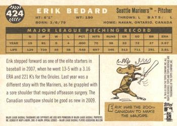 2009 Topps Heritage #424 Erik Bedard Back