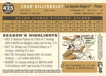 2009 Topps Heritage #425 Chad Billingsley Back