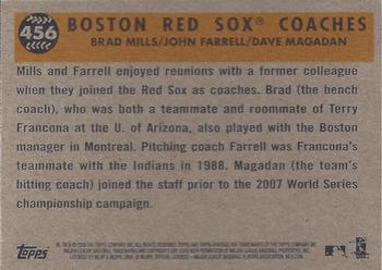 2009 Topps Heritage #456 Boston Red Sox Coaches (Brad Mills / John Farrell / Dave Magadan) Back