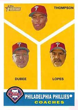 2009 Topps Heritage #466 Philadelphia Phillies Coaches (Milt Thompson / Rich Dubee / Davey Lopes) Front