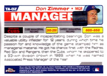 2004 Topps Retired Signature Edition - Autographs #TA-DZ Don Zimmer Back