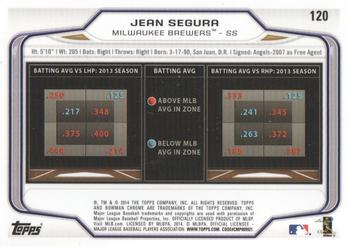 2014 Bowman Chrome #120 Jean Segura Back