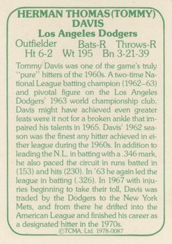 1978 TCMA The 1960's I #0087 Tommy Davis Back