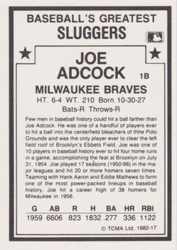 1987 TCMA 1982 Greatest Sluggers  #17 Joe Adcock Back