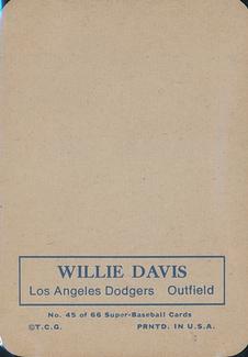 1969 Topps Super #45 Willie Davis Back