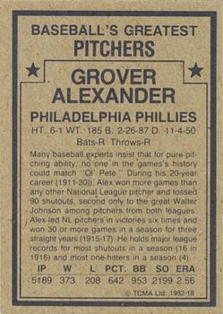 1982 TCMA Baseball's Greatest Pitchers (Tan Back) #18 Grover Alexander Back