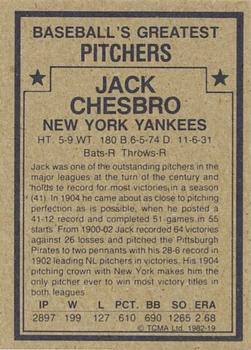 1982 TCMA Baseball's Greatest Pitchers (Tan Back) #19 Jack Chesbro Back