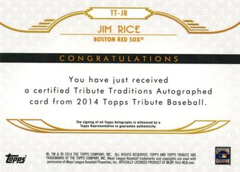 2014 Topps Tribute - Tribute Traditions Autographs #TT-JR Jim Rice Back
