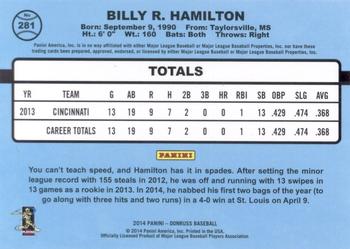 2014 Donruss - Stat Line Career #281 Billy Hamilton Back